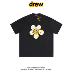 Drew House Daisy Smiley Graphic Oversized Cotton T-Shirt, Black