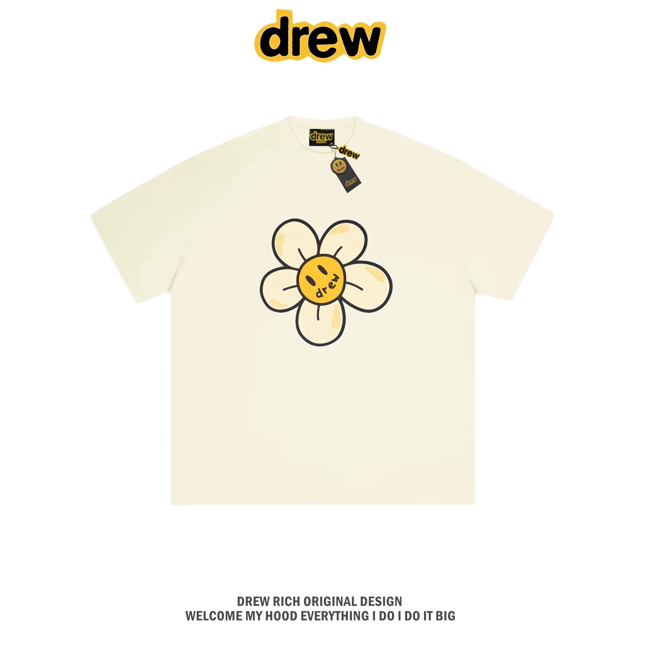 Drew House Daisy Smiley Graphic Oversized Cotton T-Shirt, Off White